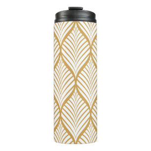 vintage illustration of geometric leaves seamless  thermal tumbler