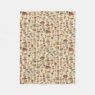 Vintage illustration of mushrooms fleece blanket