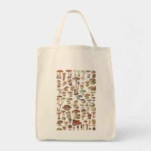 Vintage illustration of mushrooms tote bag