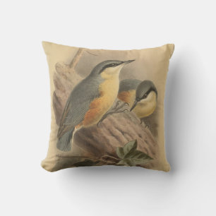 Vintage Illustration of Nuthatch Cushion