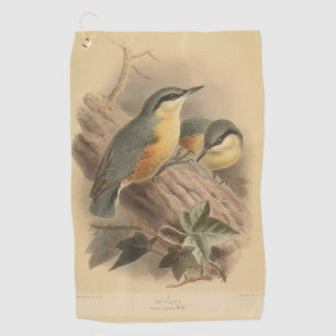 Vintage Illustration of Nuthatch Golf Towel