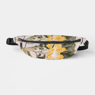 Vintage illustration of pumpkin, leaves and flower bum bags