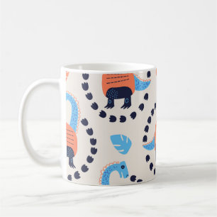 Vintage illustration of seamless pattern with a di coffee mug