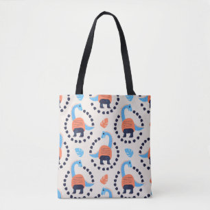 Vintage illustration of seamless pattern with a di tote bag