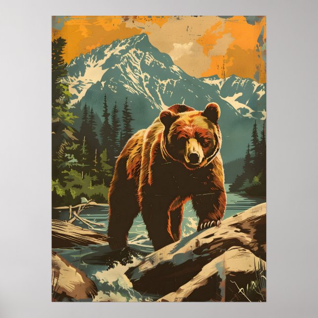 Vintage Illustration of the Brown Bear Poster (Front)