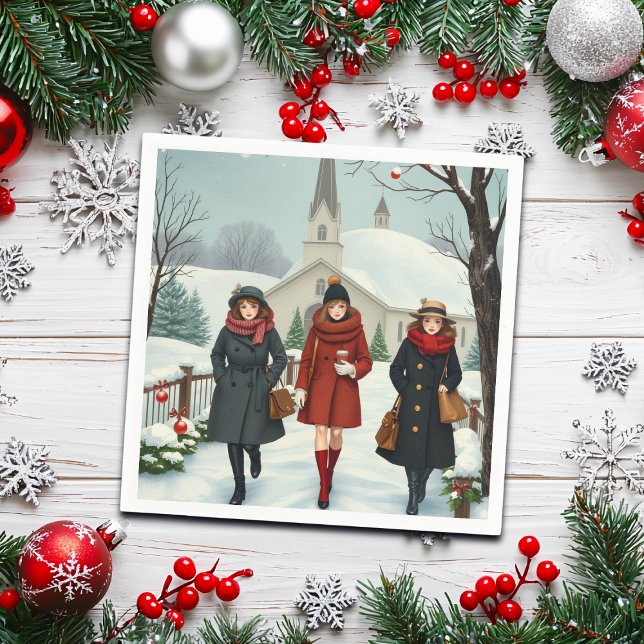 Vintage Illustration People going to Church Napkin (Creator Uploaded)