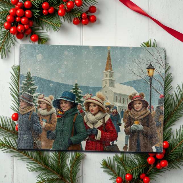 Vintage Illustration People leaving Church Cutting Board (Creator Uploaded)