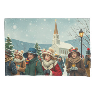 Vintage Illustration People leaving Church Pillowcase