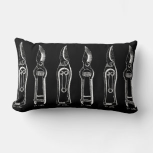 VINTAGE ILLUSTRATION Pruners Black White Pillow