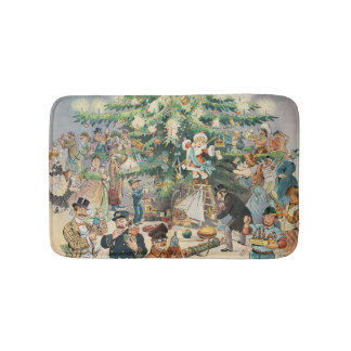 Vintage Illustration Puck's Christmas Tree, 1902 Bath Mat