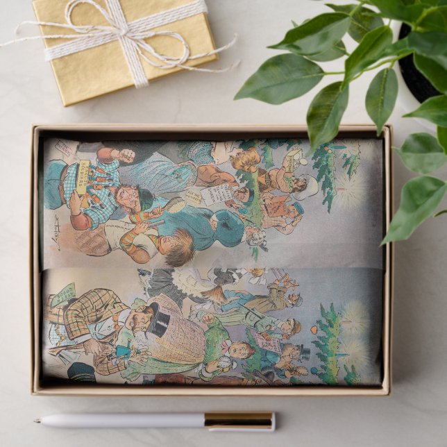 Vintage Illustration Puck's Christmas Tree, 1902 Tissue Paper (Gift)