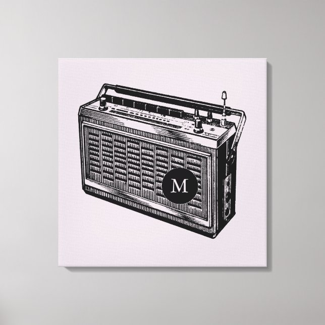 Vintage Illustration Radio Monogram Canvas Print (Front)