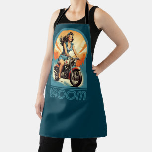 Vintage Illustration - Retro 60s Biker Girl Apron