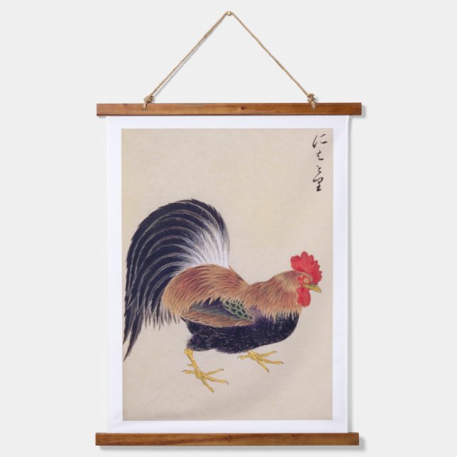 Vintage illustration: Rooster  Hanging Tapestry (Front)