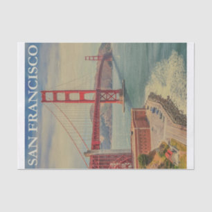 Vintage Illustration San Francisco, United States Tissue Paper