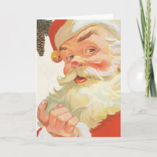 Vintage Illustration Santa Claus Holiday Card