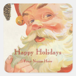 Vintage Illustration Santa Claus Square Sticker