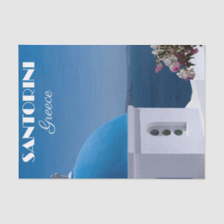 Vintage Illustration Santorini, Greece Travel Tissue Paper