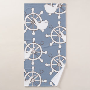 Vintage illustration seamless pattern wheel and tu bath towel