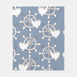 Vintage illustration seamless pattern wheel and tu fleece blanket