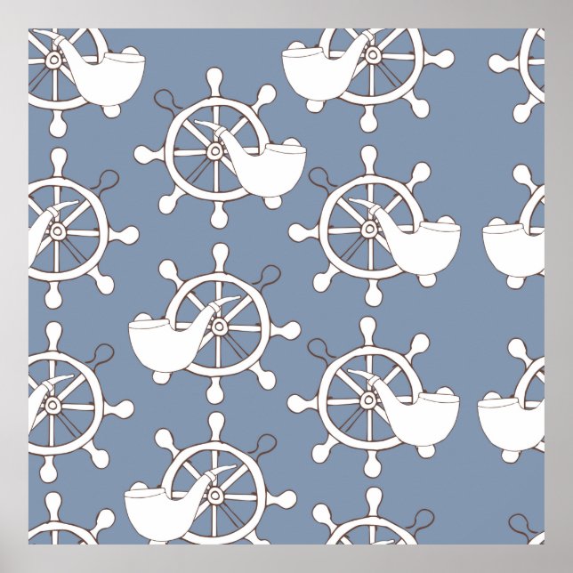 Vintage illustration seamless pattern wheel and tu poster (Front)