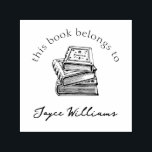 Vintage Illustration This Book Belongs To Custom Self-inking Stamp<br><div class="desc">Vintage Illustration This Book Belongs To Custom Name Self-inking Rubber Stamp for librarians,  school teachers,  etc. Hand-drawn book illustration with a script and serif typography template.</div>