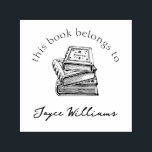 Vintage Illustration This Book Belongs To Custom Self-inking Stamp<br><div class="desc">Vintage Illustration This Book Belongs To Custom Name Self-inking Rubber Stamp for librarians,  school teachers,  etc. Hand-drawn book illustration with a script and serif typography template.</div>
