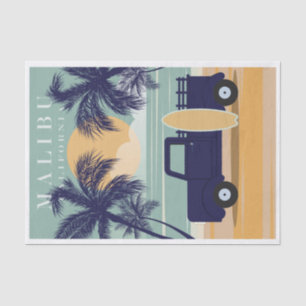 Vintage Illustration Travel Malibu California Tissue Paper