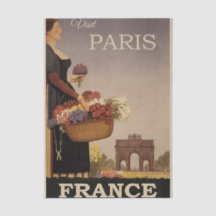Vintage Illustration Travel Paris, France Tissue Paper