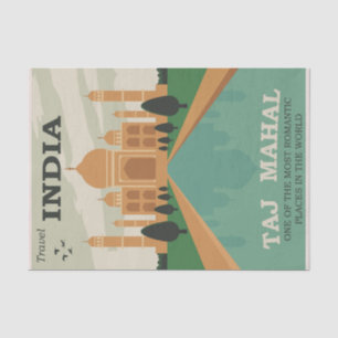 Vintage Illustration Visit India, Taj Mahal Tissue Paper