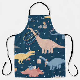 Vintage illustration with dino's birthday party. S Apron