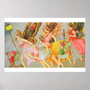 Vintage Illustrations of Fairies Poster