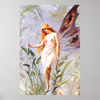 Vintage Illustrations of Fairies Poster