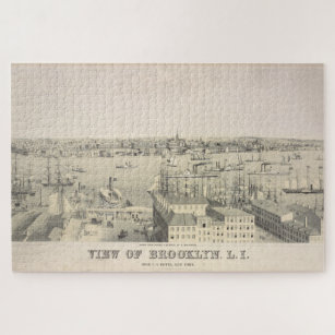 Vintage Illustrative View of Brooklyn NY (1846) Jigsaw Puzzle