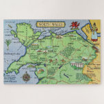 Vintage Ilustrated Map of North Wales Jigsaw Puzzle<br><div class="desc">Beautifully illustrated map postcard of North Wales United Kingdom repurposed on a 20 x 30 jigsaw puzzle.</div>