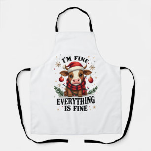 Vintage Im Fine Everything Is Fine Highland Cow Ch Apron