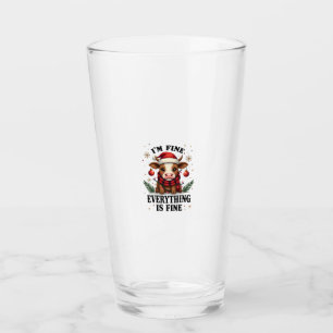 Vintage Im Fine Everything Is Fine Highland Cow Ch Glass