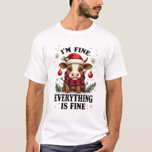 Vintage Im Fine Everything Is Fine Highland Cow Ch T-Shirt