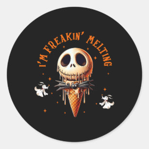 Vintage Im Freaking-melting Ice Cream Halloween Sp Classic Round Sticker