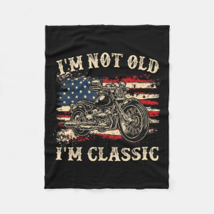 Vintage I'm Not Old I'm Clic Biker Usa Flag  Fleece Blanket