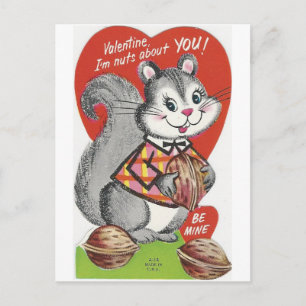 Vintage "I'm Nuts About You" Valentine Holiday Postcard