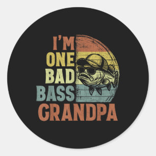 Vintage Im One Bad B Grandpa Funny Fishing Grandpa Classic Round Sticker