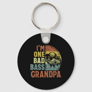 Vintage Im One Bad B Grandpa Funny Fishing Grandpa Key Ring