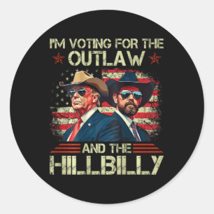 Vintage I'm Voting For The Outlaw And The Hillbill Classic Round Sticker