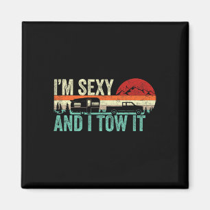 Vintage I'm Y And I Tow It Funny Rv Camper Camping Magnet