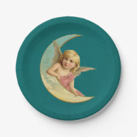Vintage Image - Angel Sitting on a Crescent Moon