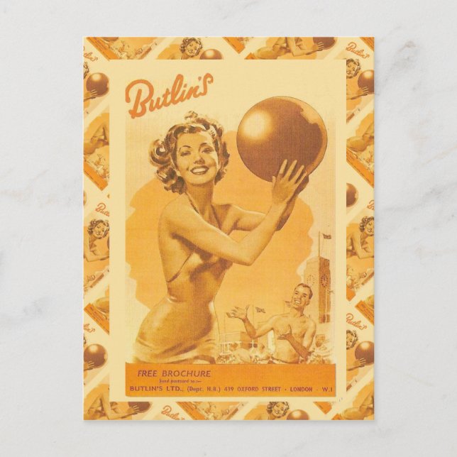 Vintage image,  Butlin's Holiday Camps Postcard (Front)