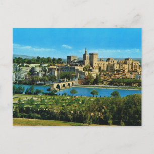 Vintage image, France, Avignon, Bridge and palace Postcard
