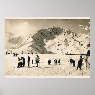Vintage image, France, Superbagneres, Skiing Poster