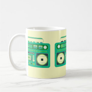 Vintage image of a classic boom box coffee mug